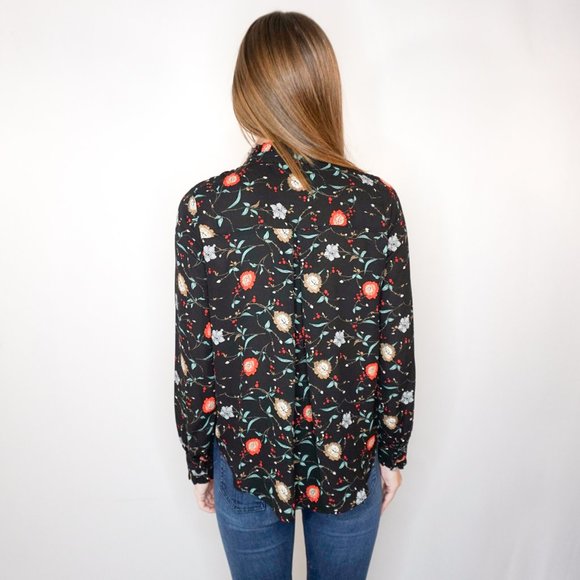 FARROW Black Floral Print Long-Sleeve Blouse - Picture 3 of 5